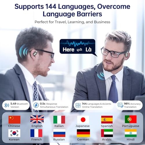 SENPUKI AI Translation Earbuds Real Time, 144 Language Translator Earbuds with APP Compatible with iOS & Android, Bluetooth Translation Headphones Translating Device for Travel Business and Learning - Black - Image 3
