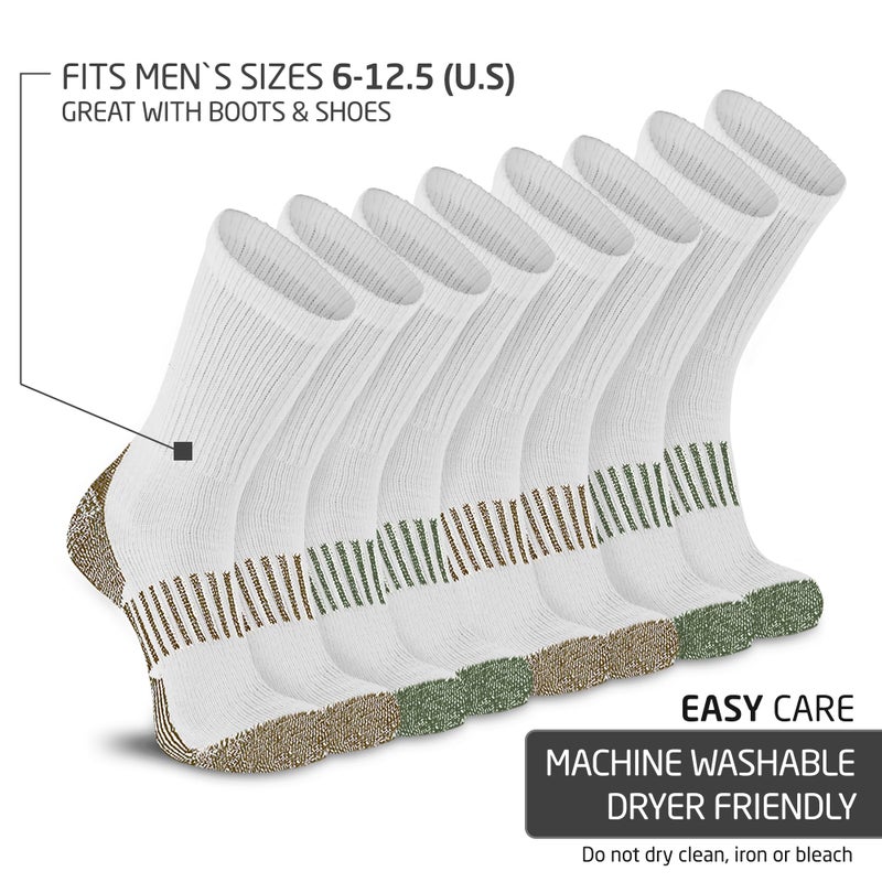 HOT FEET 4 Pack Work Socks for Men & Women - Breathable Boot Hiking Socks, Moisture Wicking Thick Wool Socks, Sizes 6-12.5, Man, Green & Brown - Image 4
