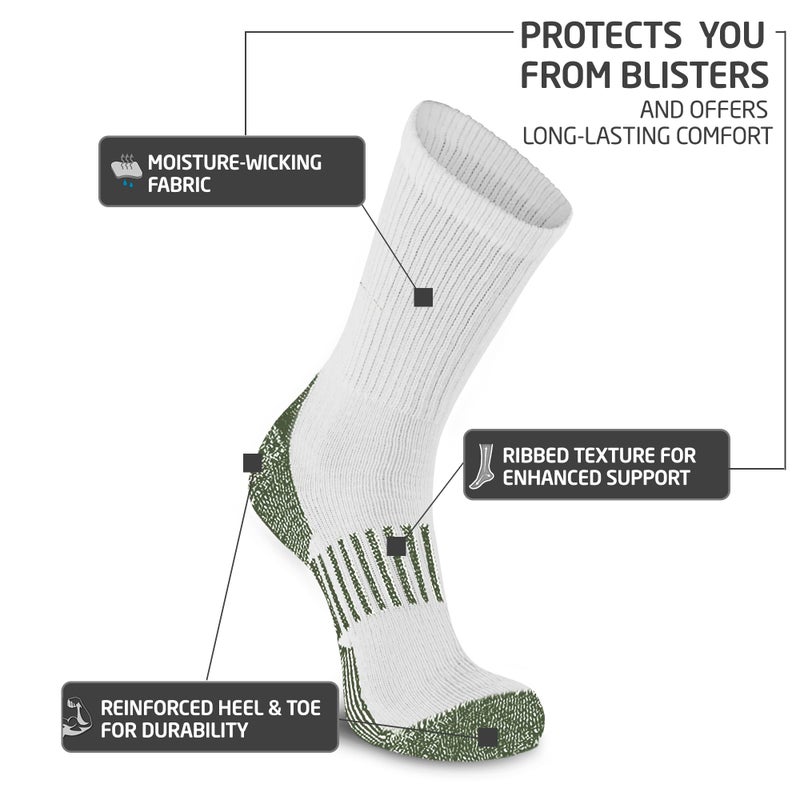 HOT FEET 4 Pack Work Socks for Men & Women - Breathable Boot Hiking Socks, Moisture Wicking Thick Wool Socks, Sizes 6-12.5, Man, Green & Brown - Image 2