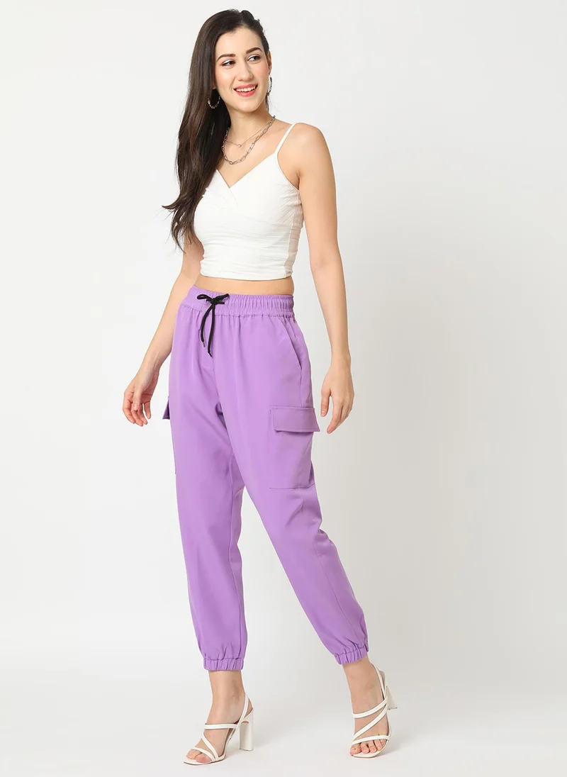 جلو باص بنطلون رياضي نسائي فضفاض بجيوب