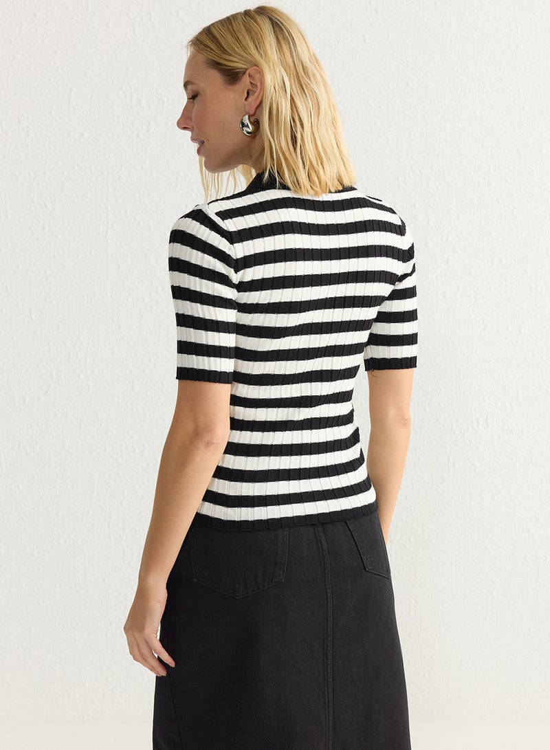 trendyol Black*001 Basic Polo Neck T-Shirt Look Knitwear Thin Blouse Twoss20Bz0112 - Image 5