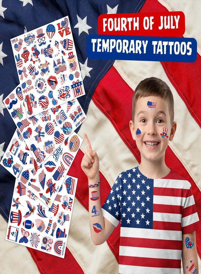 Backtopeia 105PCS 4th of Temporary Tattoos - USA stickers Fourth of July Party Favors Supplies Decorations Patriotic Accessories Memorial Labor Independence Day Red White Blue American Flag - Image 2