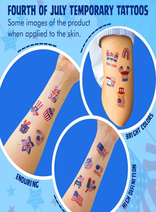 Backtopeia 105PCS 4th of Temporary Tattoos - USA stickers Fourth of July Party Favors Supplies Decorations Patriotic Accessories Memorial Labor Independence Day Red White Blue American Flag - Image 5