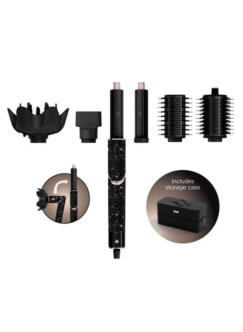 Shark FlexStyle Sparkle Limited Edition Black Diamond 5-in-1 Air Styler & Hair Dryer with Auto-Wrap Curlers, Paddle Brush, Oval Brush, Concentrator, Diffuser and Storage Case, No Heat Damage HD440JBUK