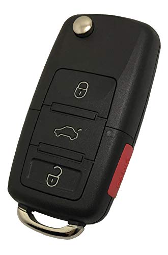 Arruweer Key Fob Case Fit for VW Volkswagen Jetta Passat Golf Beetle Rabbit GTI CC EOS Replacement Key Shell 4 Buttons Keyless Entry Remote Key Fob Cover with Uncut Blade 1 - Image 1