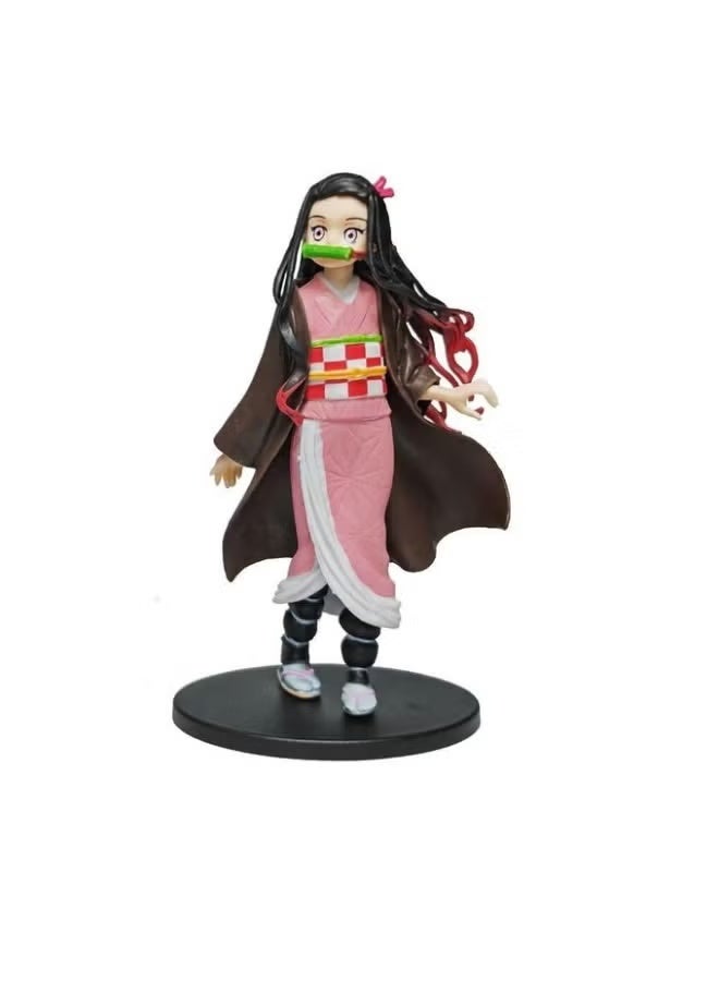 Nezuko Kamado Figurine – Demon Slayer Kimetsu no Yaiba Collectible – Highly Detailed Anime Character Model with Pink Kimono, Bamboo Muzzle, Dynamic Pose, and Black Base – Perfect for Fans, Collectors, and Display – Colors May Vary