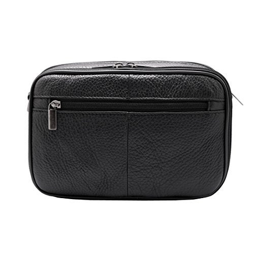 Vidlea Mens Handbag Cowhide Leather Messenger Bag Organizer Checkbook Wallet Purse with Wristlet Crossbody Shoulder Strap (Black) - Image 5