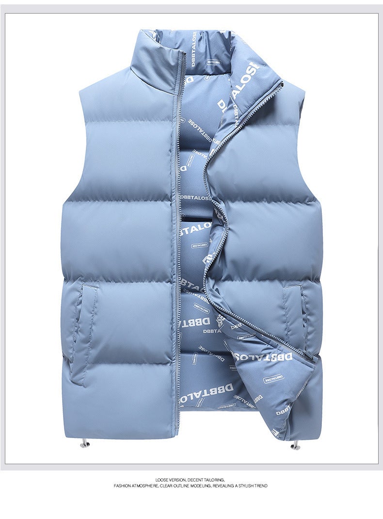 Men'S Vest 2023 New Double-Sided Wear Thickened Warm Outdoor Sports Leisure Printed Cotton Wipe - Image 1