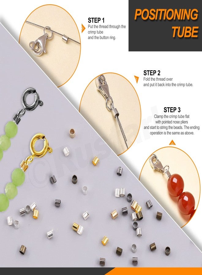 Rustark 1501Pcs Crimp Beads Covers with Bead Crimping Pliers Tool Assortment Kit Brass Crimp Beads Tips Knot Covers Wire Guardians Fold Over Clamshell Crimp Beads Tubes for Jewelry Making DIY Crafts - Image 4
