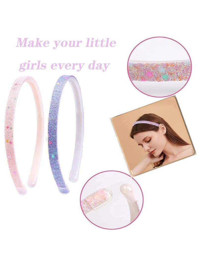 أوزيغالور أربطة رأس للفتيات أربطة رأس لامعة للأطفال أربطة رأس على شكل قوس/قلب/نجمة للفتيات الصغيرات والمراهقات - Image 3