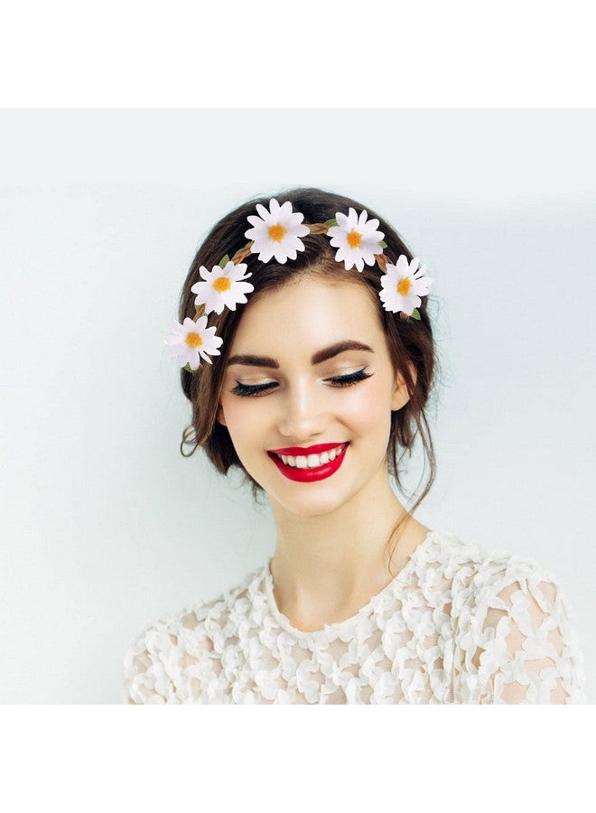 minkissy Daisy Flower Crown Daisy Party Headband 10Pcs Flower Girl Headpiece White Daisy Party Decorations Festival Wedding Party Beach Vacation Decoration Holiday Gifts - Image 5