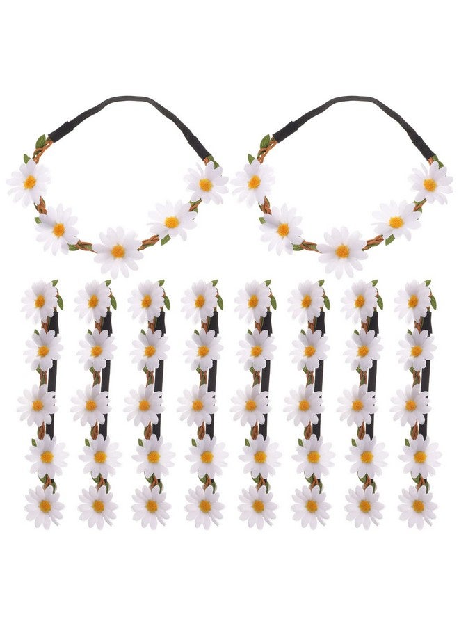 minkissy Daisy Flower Crown Daisy Party Headband 10Pcs Flower Girl Headpiece White Daisy Party Decorations Festival Wedding Party Beach Vacation Decoration Holiday Gifts - Image 2