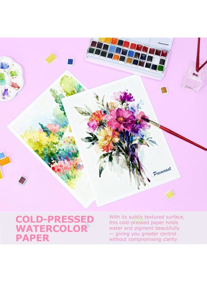 Pacocoast Watercolor Paper, 9"X12" Artist Drawing Paper Pads, (300gsm/140lb) Water Color Sketch Book for Painting, Arts & Crafts Supplies for Adults Kids, Watercolor Journal Notebook, Pink - Image 3