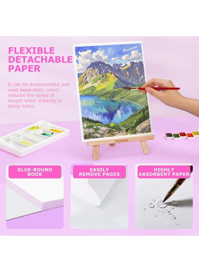 Pacocoast Watercolor Paper, 9"X12" Artist Drawing Paper Pads, (300gsm/140lb) Water Color Sketch Book for Painting, Arts & Crafts Supplies for Adults Kids, Watercolor Journal Notebook, Pink - Image 4