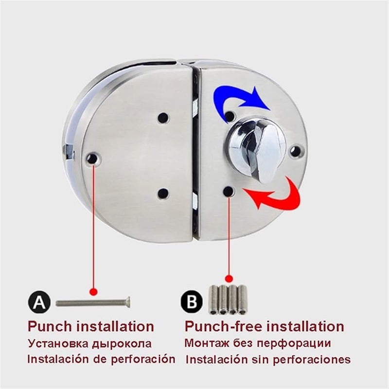 Stainless Steel Door Lock With 3 Keys No Drilling Required For Office Bathroom Color 358B - Image 5