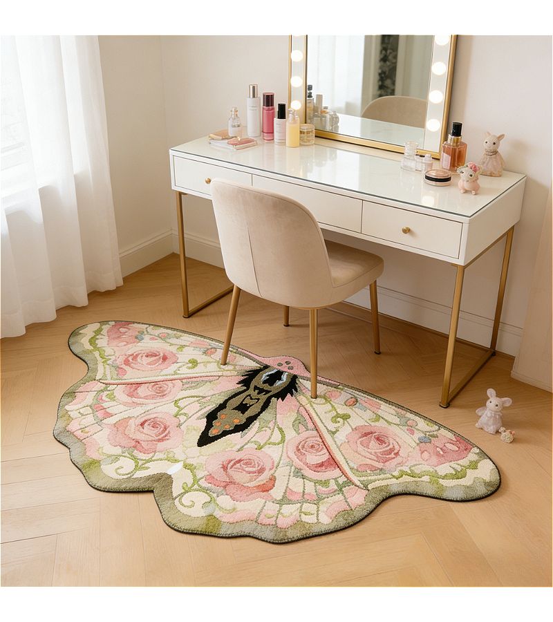Faux Imitation Cashmere 900g 9mm Floral Bedroom Rug 25.59x43.31inch Light Luxury Plush - Image 4