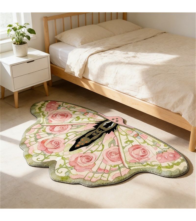 Faux Imitation Cashmere 900g 9mm Floral Bedroom Rug 25.59x43.31inch Light Luxury Plush - Image 1