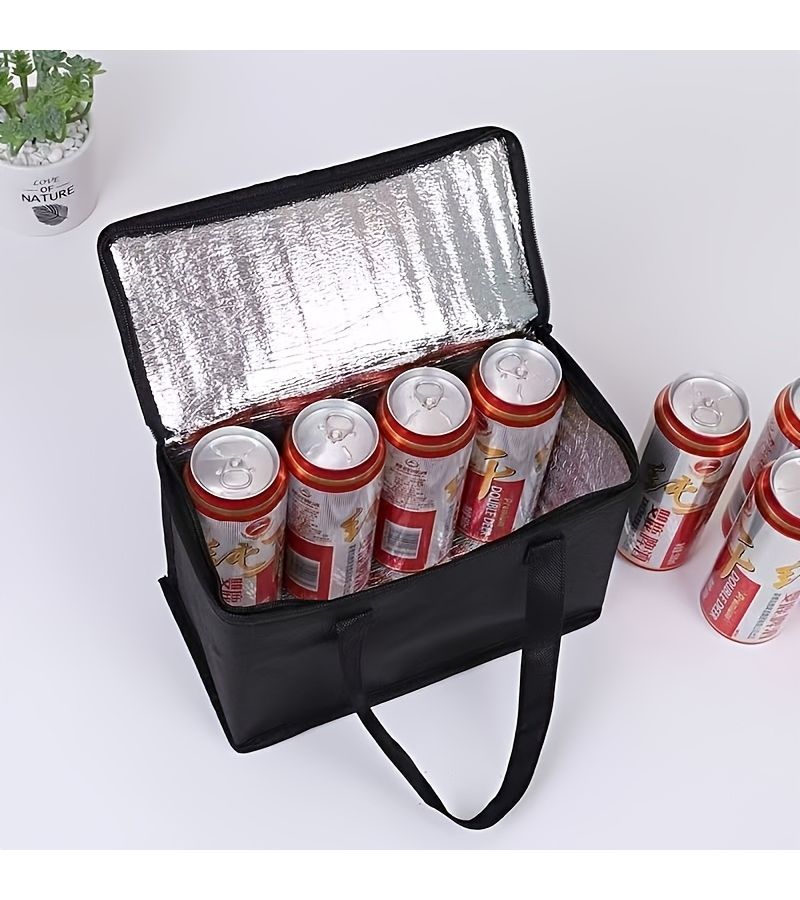 Black Insulated Lunch Cooler Bag For Dad Portable Durable Foil Fresh Drink Beer - Image 3