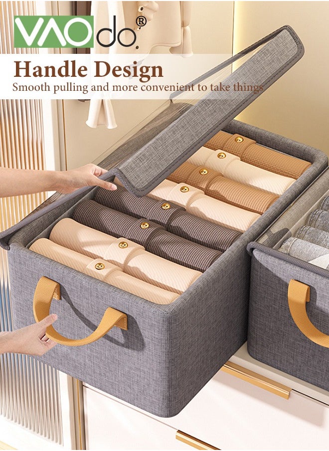 VAOdo - 4PCS Storage Bins with Handle Foldable Closet Clothes Organizer Bins Storage Baskets with Transparent Cover for Organizing Shelf Clothes Home Office - Image 1