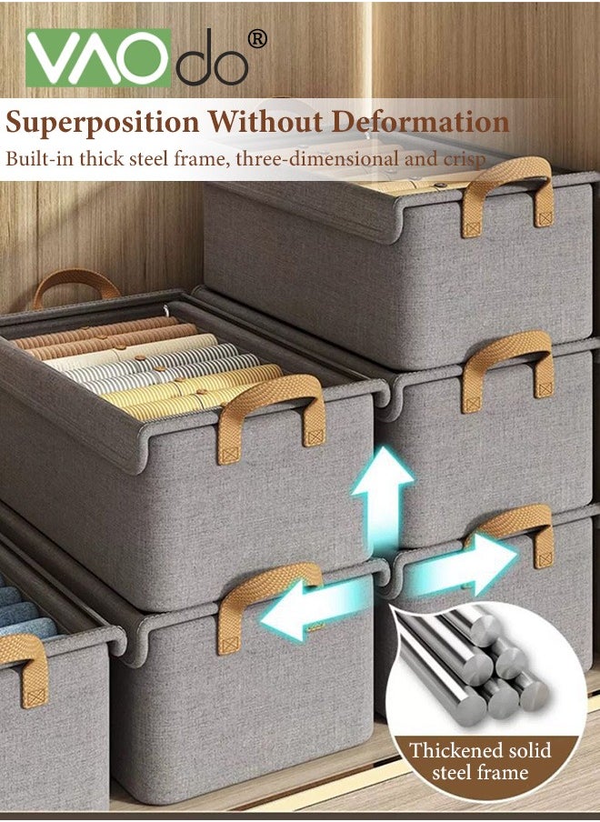 VAOdo - 4PCS Storage Bins with Handle Foldable Closet Clothes Organizer Bins Storage Baskets with Transparent Cover for Organizing Shelf Clothes Home Office - Image 1