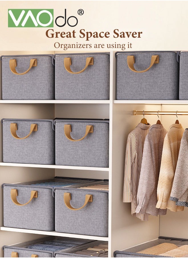 VAOdo - 4PCS Storage Bins with Handle Foldable Closet Clothes Organizer Bins Storage Baskets with Transparent Cover for Organizing Shelf Clothes Home Office - Image 1
