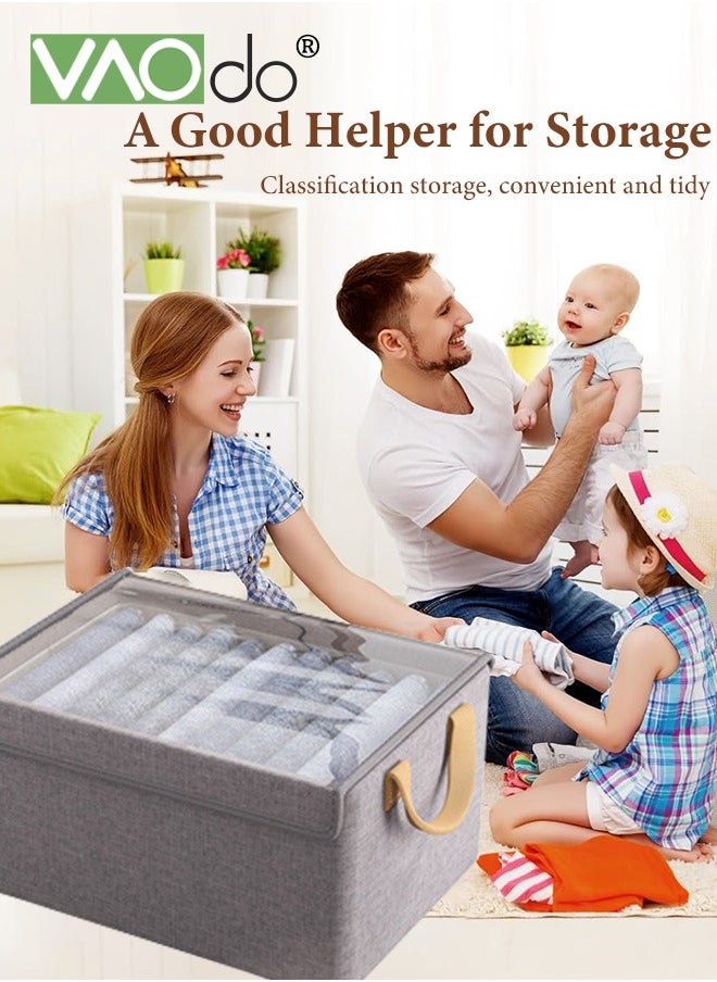 VAOdo - 4PCS Storage Bins with Handle Foldable Closet Clothes Organizer Bins Storage Baskets with Transparent Cover for Organizing Shelf Clothes Home Office - Image 1