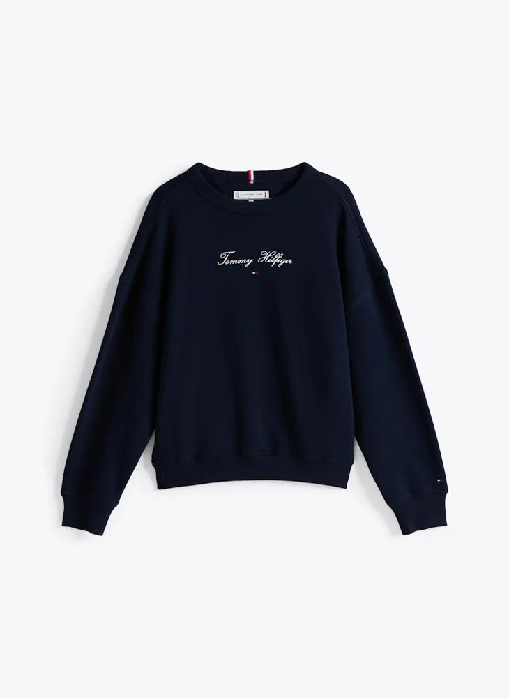تومي هيلفيغر Kids Essential Logo Crew Neck Sweatshirt