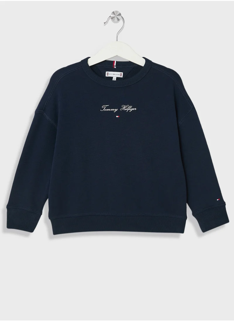 تومي هيلفيغر Kids Essential Logo Crew Neck Sweatshirt