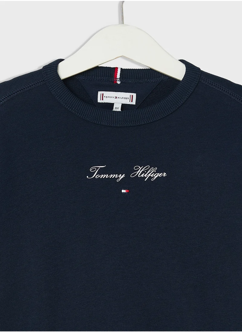 تومي هيلفيغر Kids Essential Logo Crew Neck Sweatshirt