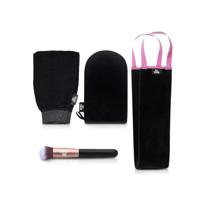 Bronze Tan Self Tanner Accessory Kit - Includes Self Tanning Mitt, Tan Remover Exfoliating Mitt, Easy-Reach Back Applicator, Tanning Brush Applicator for Face & Hands - Sunless Tanning Application