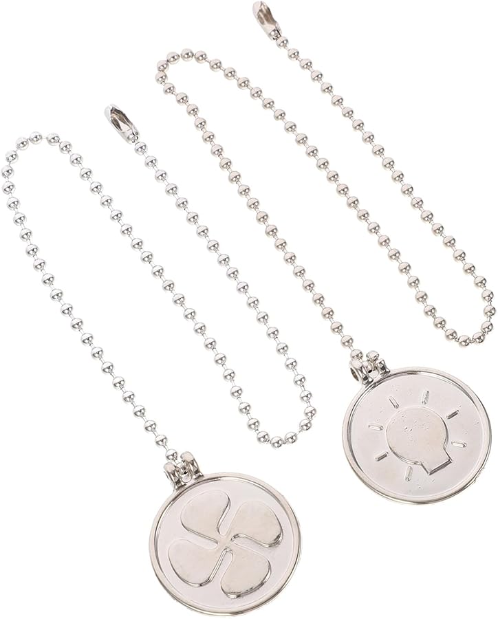 Silver Ceiling Fan Pull Chain Extension 2 Pcs With Metal Pendant Light Fixture Replacement - Image 1