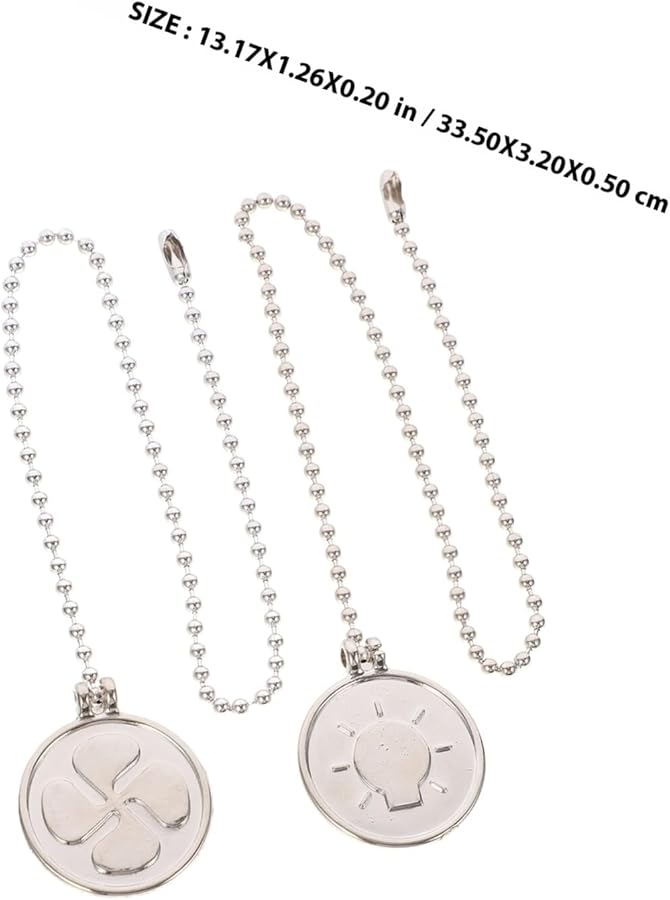 Silver Ceiling Fan Pull Chain Extension 2 Pcs With Metal Pendant Light Fixture Replacement - Image 3
