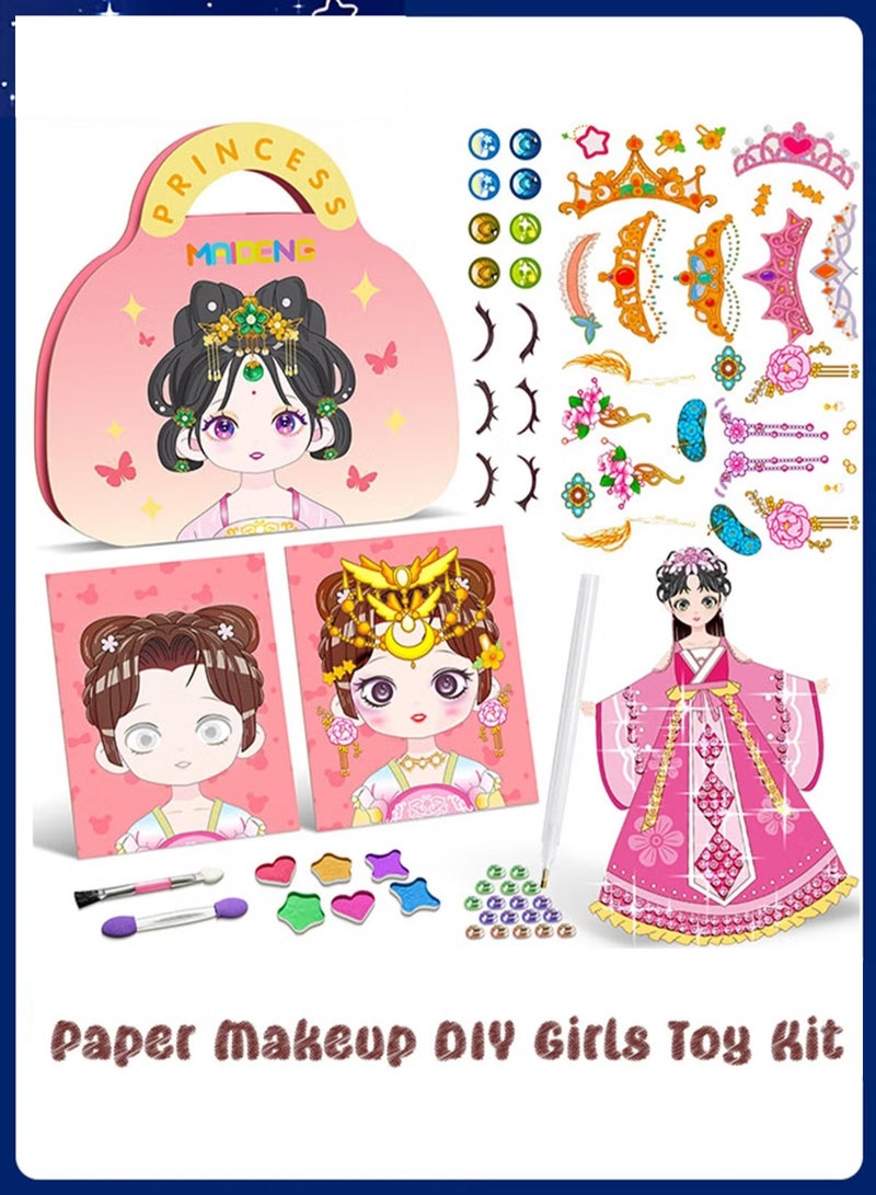 Art Craft Activity for Kids, Paper Craft Kits - Paper Makeup DIY Girls Toy Kit with Diamond Painting & Princess Dress Up Set, Ideal Birthday Gift for Girls Ages 4 5 6 7 8 9+ Year Old - Image 1