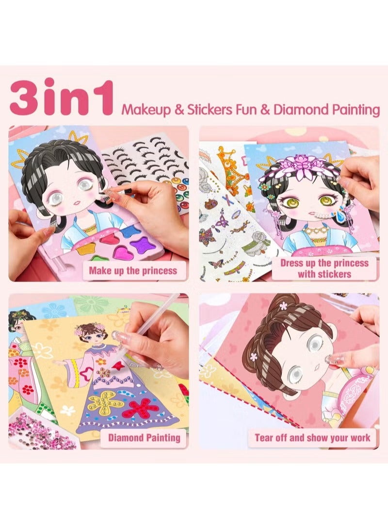 Art Craft Activity for Kids, Paper Craft Kits - Paper Makeup DIY Girls Toy Kit with Diamond Painting & Princess Dress Up Set, Ideal Birthday Gift for Girls Ages 4 5 6 7 8 9+ Year Old - Image 3