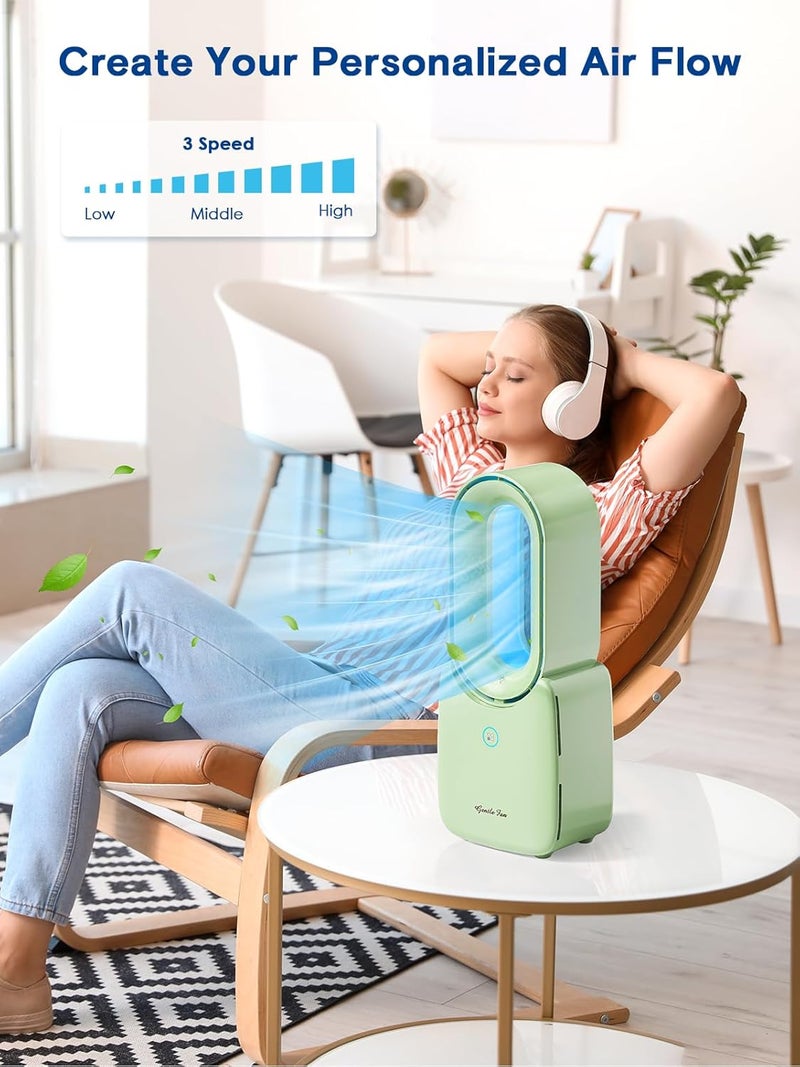 let'me Desk Fan, 11.8 Inch Portable Bladeless Fan Small Personal Cooling Fan with 5 Colors Touch Control LED Light, Quiet USB Table Fan for Home, Office, Bedroom Summer Gift - Image 5