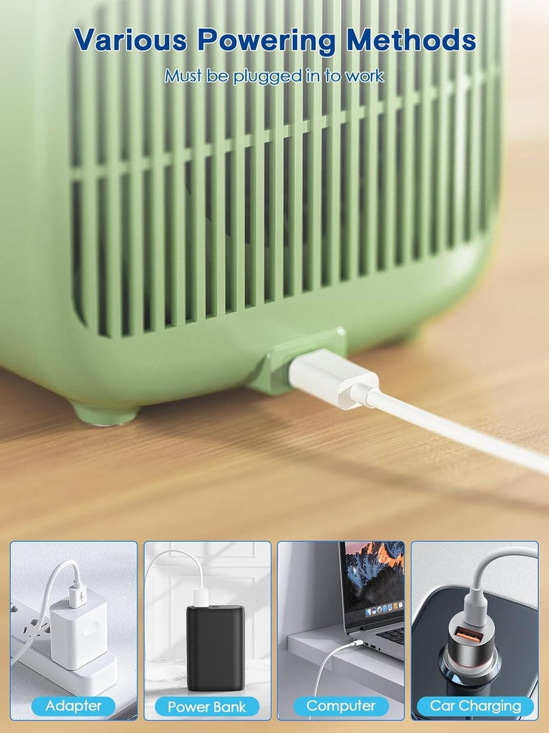 let'me Desk Fan, 11.8 Inch Portable Bladeless Fan Small Personal Cooling Fan with 5 Colors Touch Control LED Light, Quiet USB Table Fan for Home, Office, Bedroom Summer Gift - Image 4