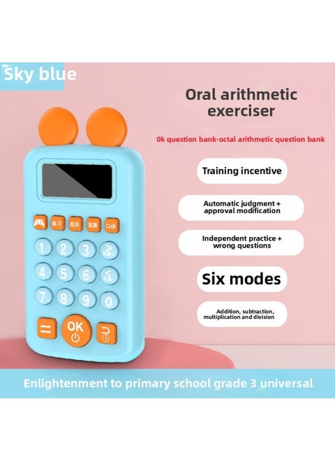 Children's Oral Calculation Exercise Machine Primary School Students' Mathematics Intelligence Grade 36 Early Education Machine Automatic Question Timing Toy-Colour:Sky Blue [enlightenment Grades 1-3] + Battery Life 8h-256mb