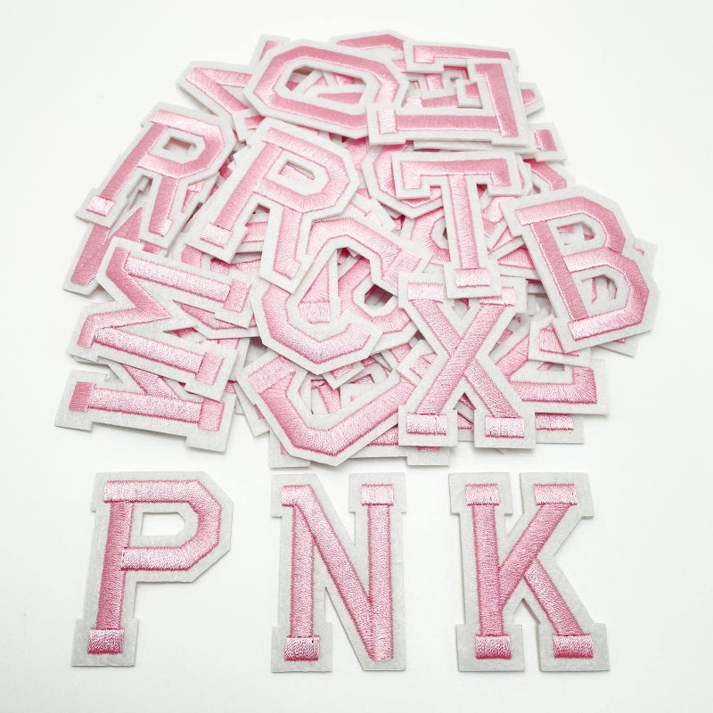 Jongdari Iron on Letters, 110 Pcs Alphabet Patches, Decorate Repair Letter Patches for Clothing Shirts Jackets Hats Jeans Shoes Bags (Pink) - Image 5