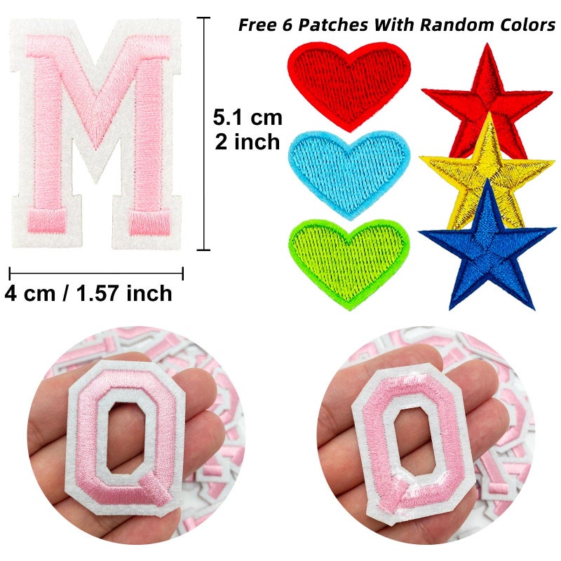 Jongdari Iron on Letters, 110 Pcs Alphabet Patches, Decorate Repair Letter Patches for Clothing Shirts Jackets Hats Jeans Shoes Bags (Pink) - Image 2