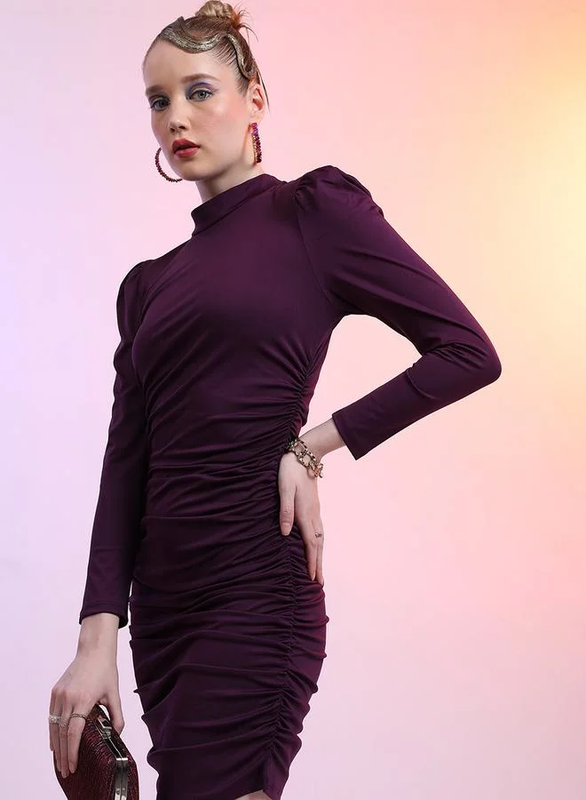 Tokyo Talkies Side Gathered Puff Sleeve Bodycon Mini Dress by Styli