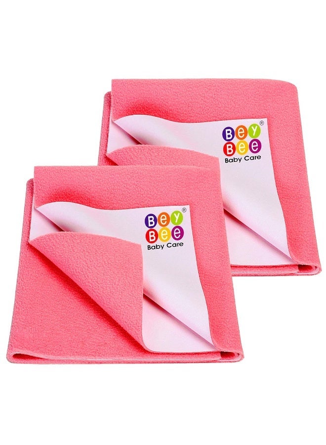 Bey Bee BeyBee Waterproof Quick Dry Sheet for Baby|Anti-Piling Fleece Extra Absorbent Washable Matress Protector| Baby Bed Protector Sheet for Toddler, (Small Pack of 2, 70x50cm, Salmon Rose) - Image 1
