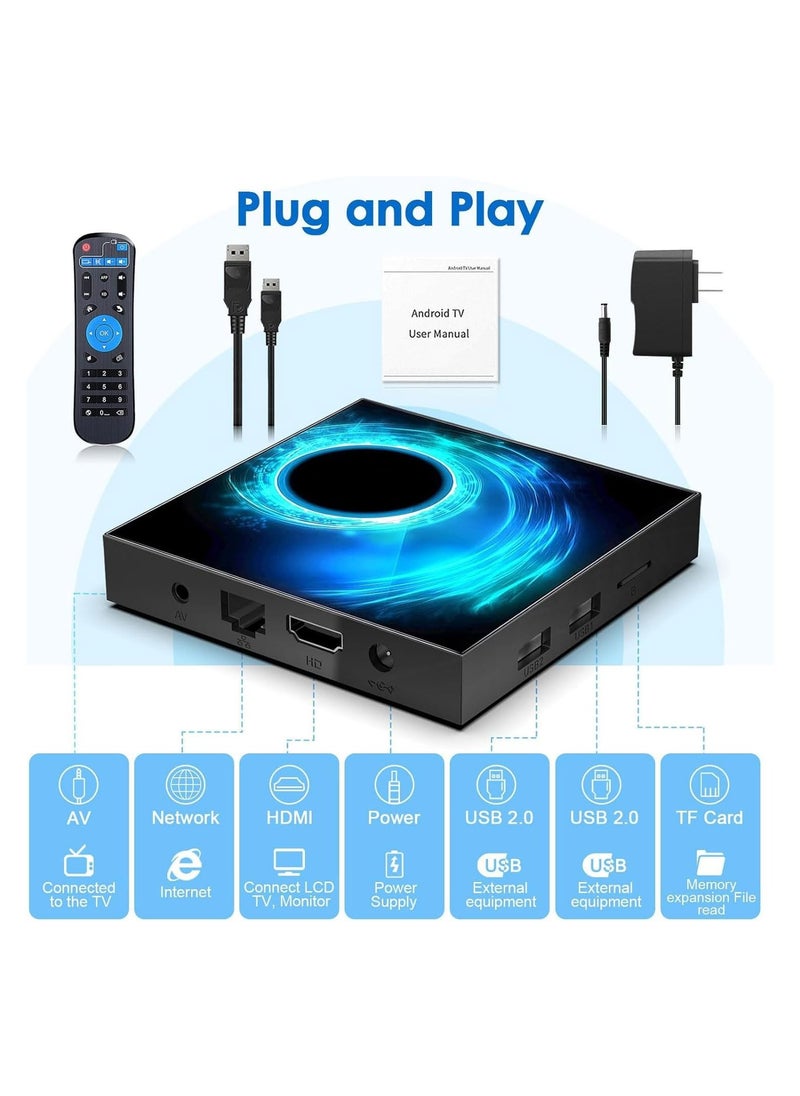 T95 - T95 Android TV Box, 8GB RAM 128GB ROM, 10.0 Android TV Box 6K 3D TV Box Android H616 Quad-Core Cortex-A53 CPU, Android Box 2.4G/5G Wi-Fi 100M LAN Ethernet Bluetooth Smart TV Box - Image 1