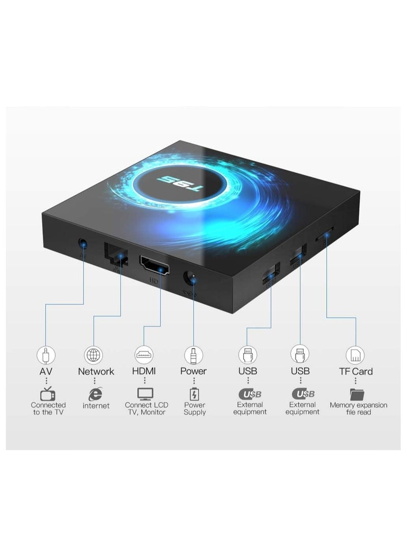 T95 - T95 Android TV Box, 8GB RAM 128GB ROM, 10.0 Android TV Box 6K 3D TV Box Android H616 Quad-Core Cortex-A53 CPU, Android Box 2.4G/5G Wi-Fi 100M LAN Ethernet Bluetooth Smart TV Box - Image 1