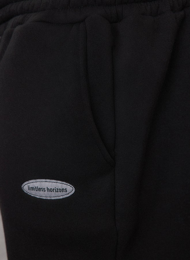 trendyol Plus Size Black Oversize/Wide Cut Pocket Labeled Sweatpants TMNAW25AJ00001 - Image 4