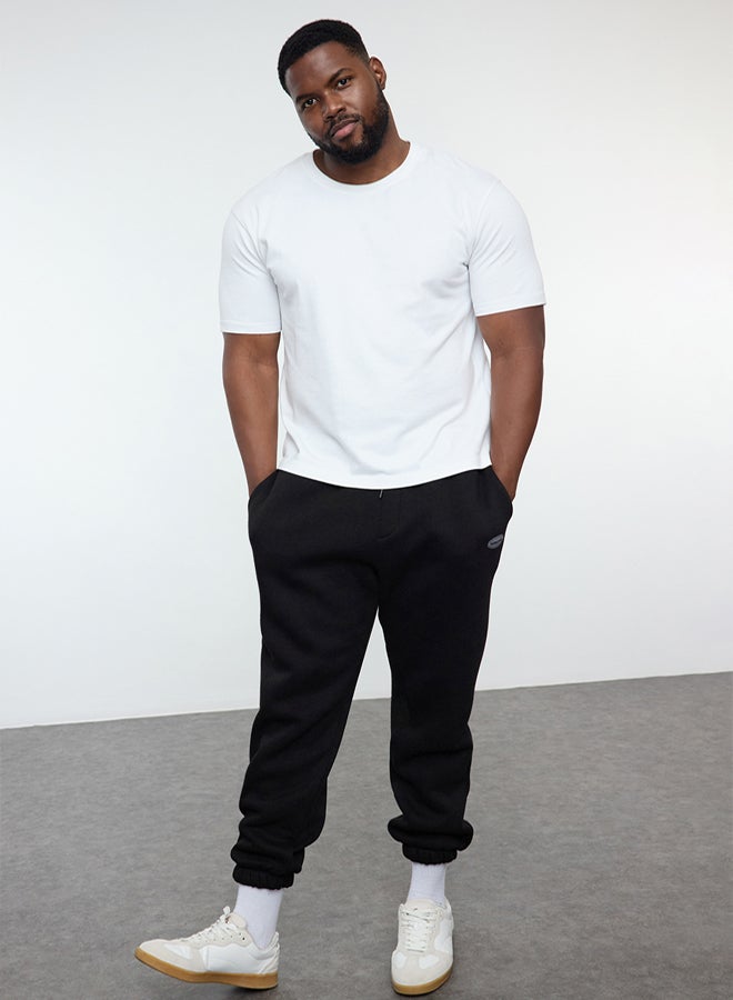 trendyol Plus Size Black Oversize/Wide Cut Pocket Labeled Sweatpants TMNAW25AJ00001 - Image 2