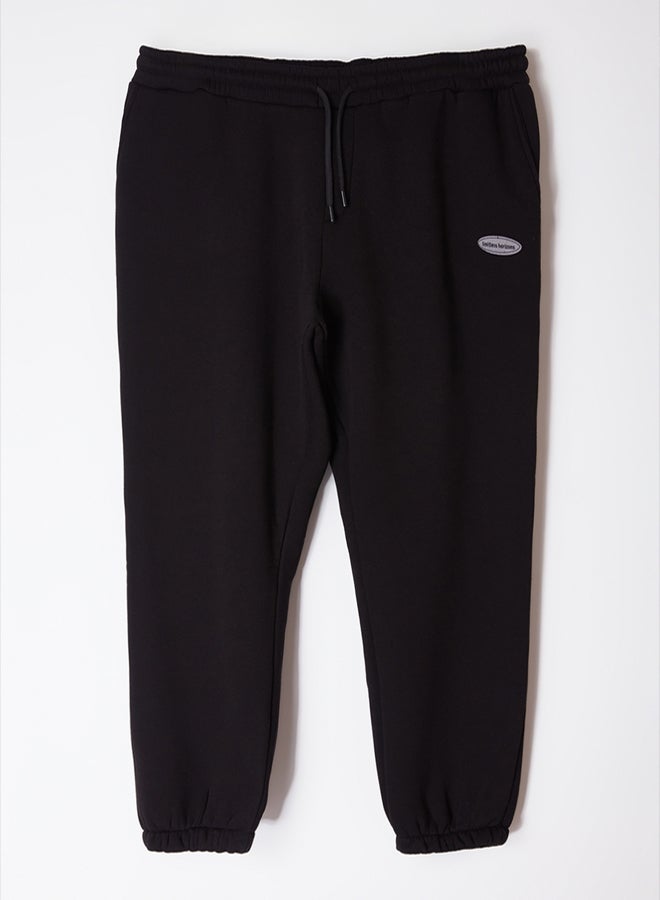 trendyol Plus Size Black Oversize/Wide Cut Pocket Labeled Sweatpants TMNAW25AJ00001 - Image 5
