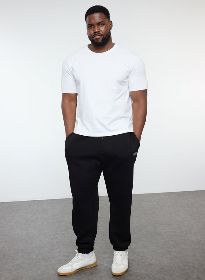trendyol Plus Size Black Oversize/Wide Cut Pocket Labeled Sweatpants TMNAW25AJ00001 - Image 3