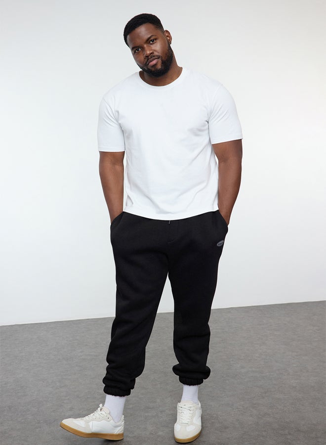 trendyol Plus Size Black Oversize/Wide Cut Pocket Labeled Sweatpants TMNAW25AJ00001 - Image 2
