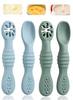 Dominy Baby Spoons Set,4 Pcs Toddler Food-Grade Silicone Training Spoons,Self-Feeding Spoon and Pre-Spoon Set,BPA-Free Safe Feeding Spoons,Baby Led Weaning Feeding Utensils Supplies  - Image 1