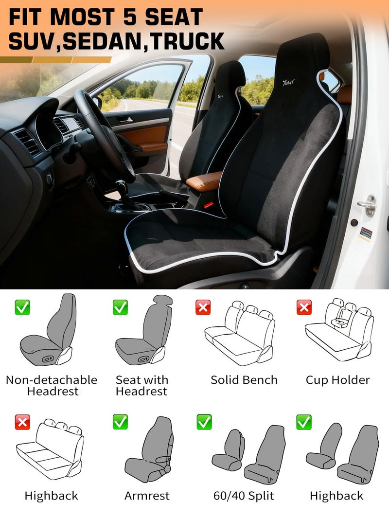 TESFEEL Car Seat Cover Towel, Waterproof Terry Cloth Car Seat Cover Universal Fit for Cars, SUVs, Pickups, Washable Car Seat Protector Brand Customized(Black,2pcs) - Image 4